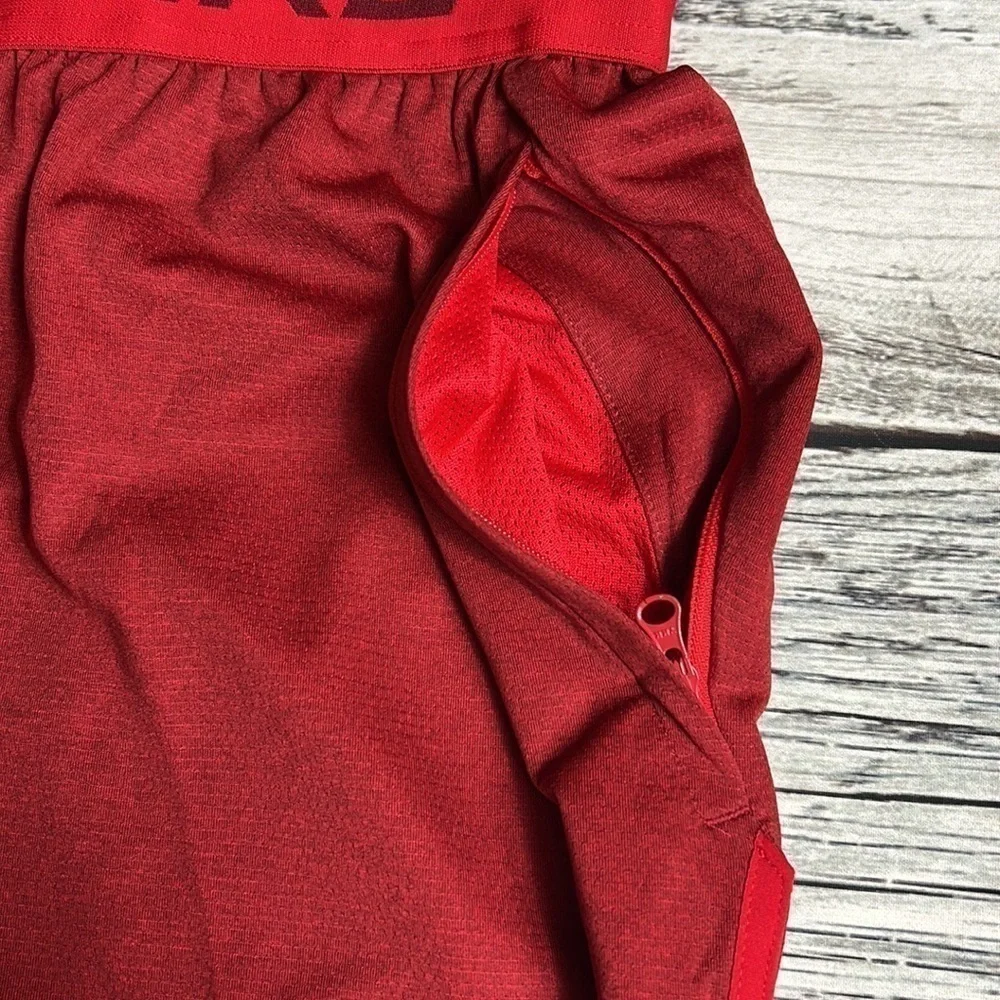 Nike Men’s Crimson Red Standard Training Shorts SZ L Zipper Pocket/Pull-String